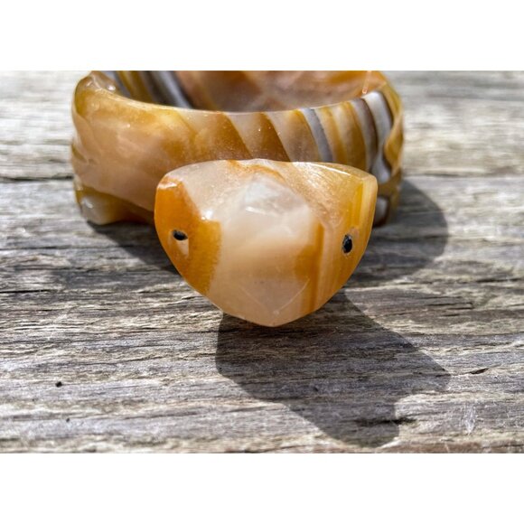 Vintage 1970s Carved Banded Onyx Turtle Ashtray - Picture 3 of 10